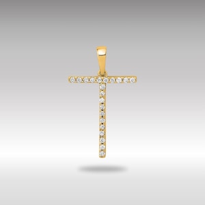 14k Gold Diamond Letter &quot;T&quot; Initial Pendant Necklace – Gold Initial Necklace – Real Diamond &quot;T&quot; Charm – Perfect Gift for Her
