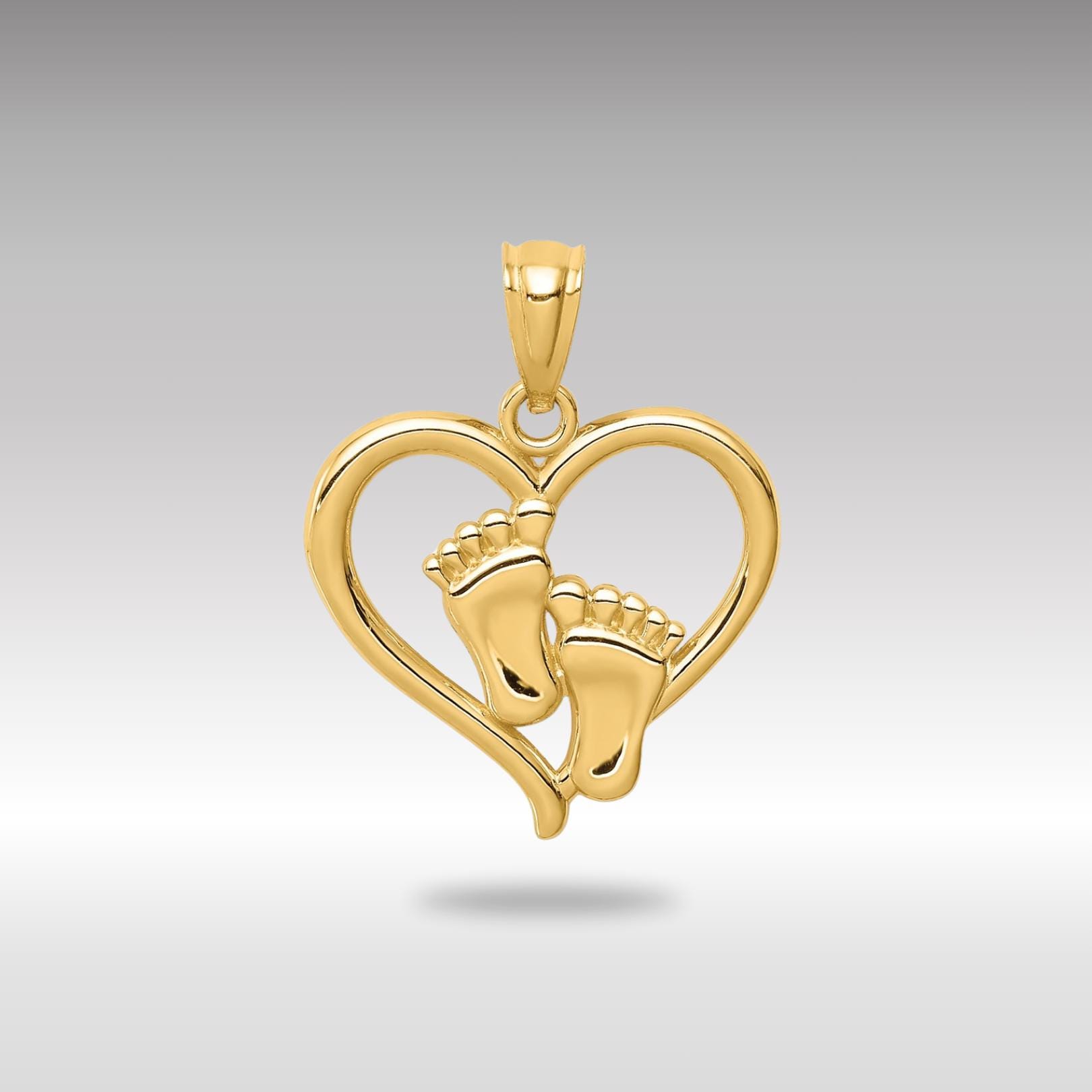 Charm America Baby Feet Inside Heart Charm - Solid 14k Gold, Hypoallergenic, Gift Ready - View #9