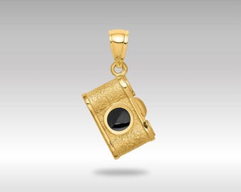 14K Gold Camera Pendant Necklace: Vintage Photographer Charm