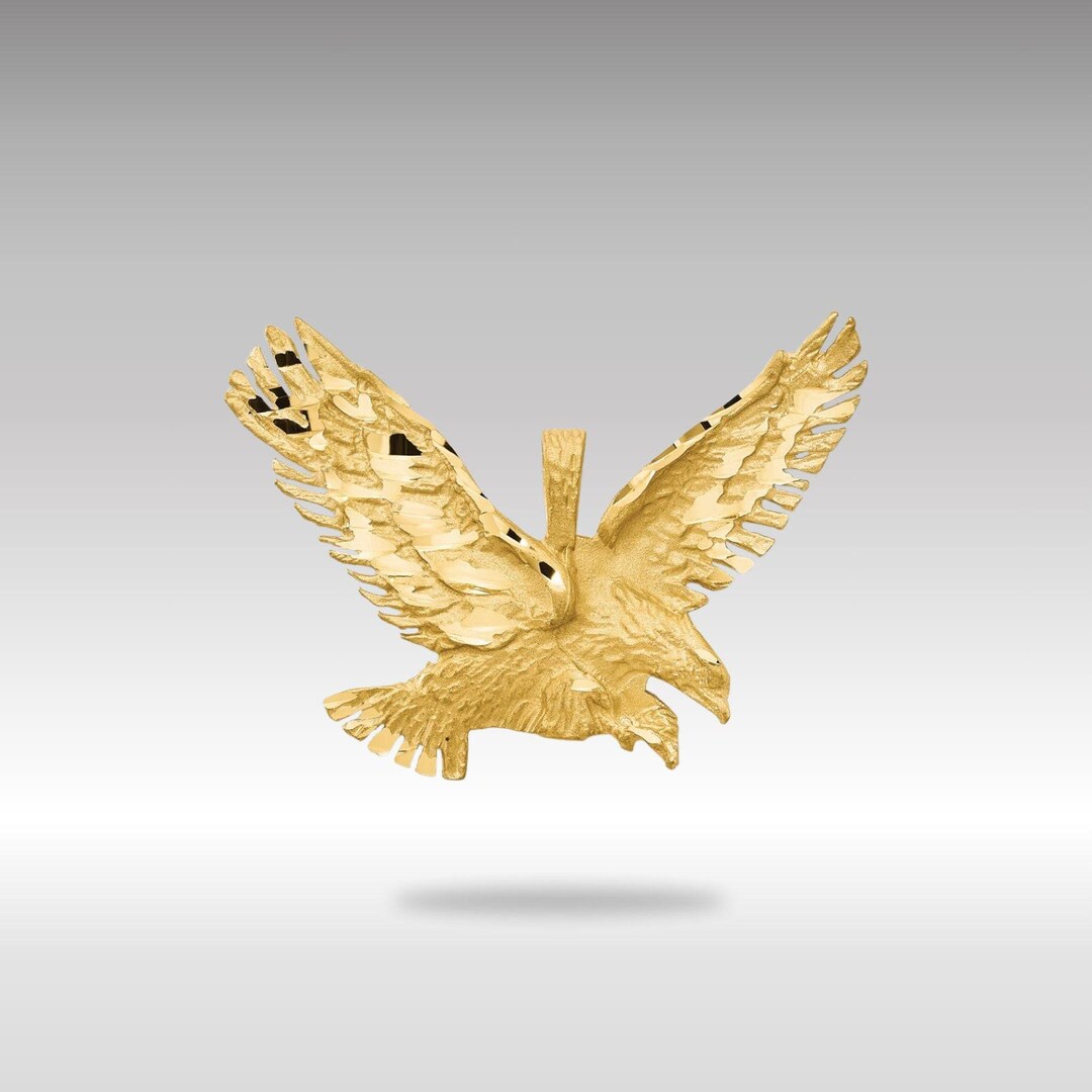 18k Gold Iced Out Bald Eagle Pendant With Box Chain Niv's Bling