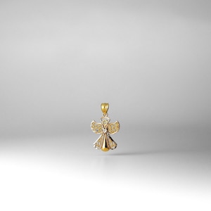 14k Gold Angel Pendant Charm-Real Dainty Gold Angel Charm Necklace Charm