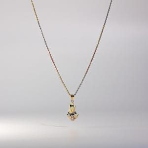14K Solid Gold betende Hand Anhänger Charm - Gold Jesus betende Hand Halskette Charm