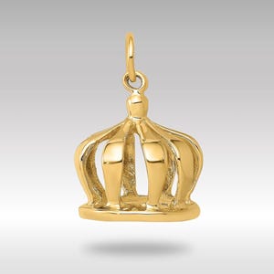 14K ゴールド 3D クラウン ペンダント ネックレス - ロイヤル チャーム - ミニマリスト キング クイーン ネックレス