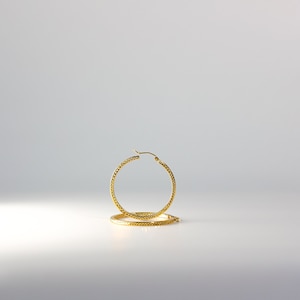 14K Gold Hoop Earrings 34MM Wide Diamond Cut Tube Hoop Earrings - Classic Gold Hoop Earrings- Earrings for Her