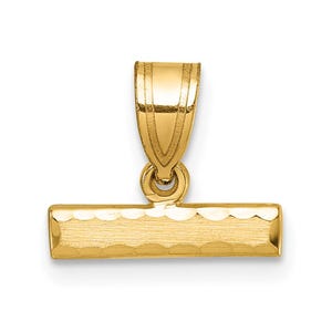 14K Gold Diamond Cut Bar Anhänger - Mittelpolierter Anhänger - Feiner Echt Gold Minimalistischer Halsketten Anhänger