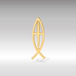 14K Gold Polished 'JESUS' Fish Pendant Necklace - Christian Ichthys Symbol Charm - Religious Faith-Inspired Jewelry