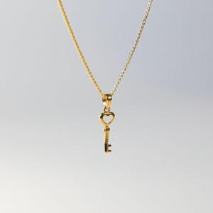 14k Gold Key To My Heart Pendant Charm- Gold Heart And Key Necklace Charm