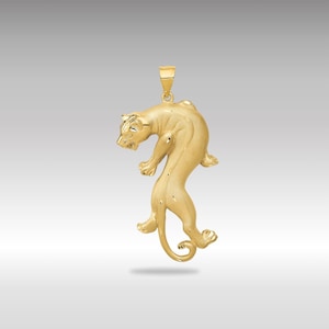 14K Solid Gold Sleek Panther Pendant – Polished Big Cat Necklace, Luxury Wildlife Fine Jewelry Gift