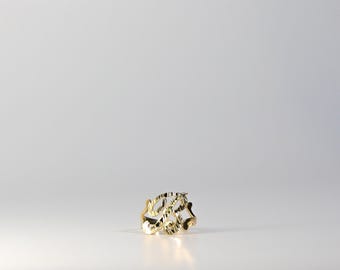 14K Solid Gold &quot;B&quot; Initial Cursive Ring- Real 14k Gold Cursive Initial &quot;B&quot; Ring