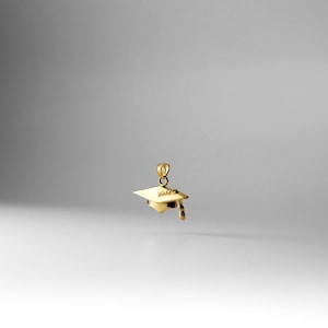 14k Gold Graduation Hat Pendant Charm- Real Shiny Gold Graduation Cap Necklace Charm