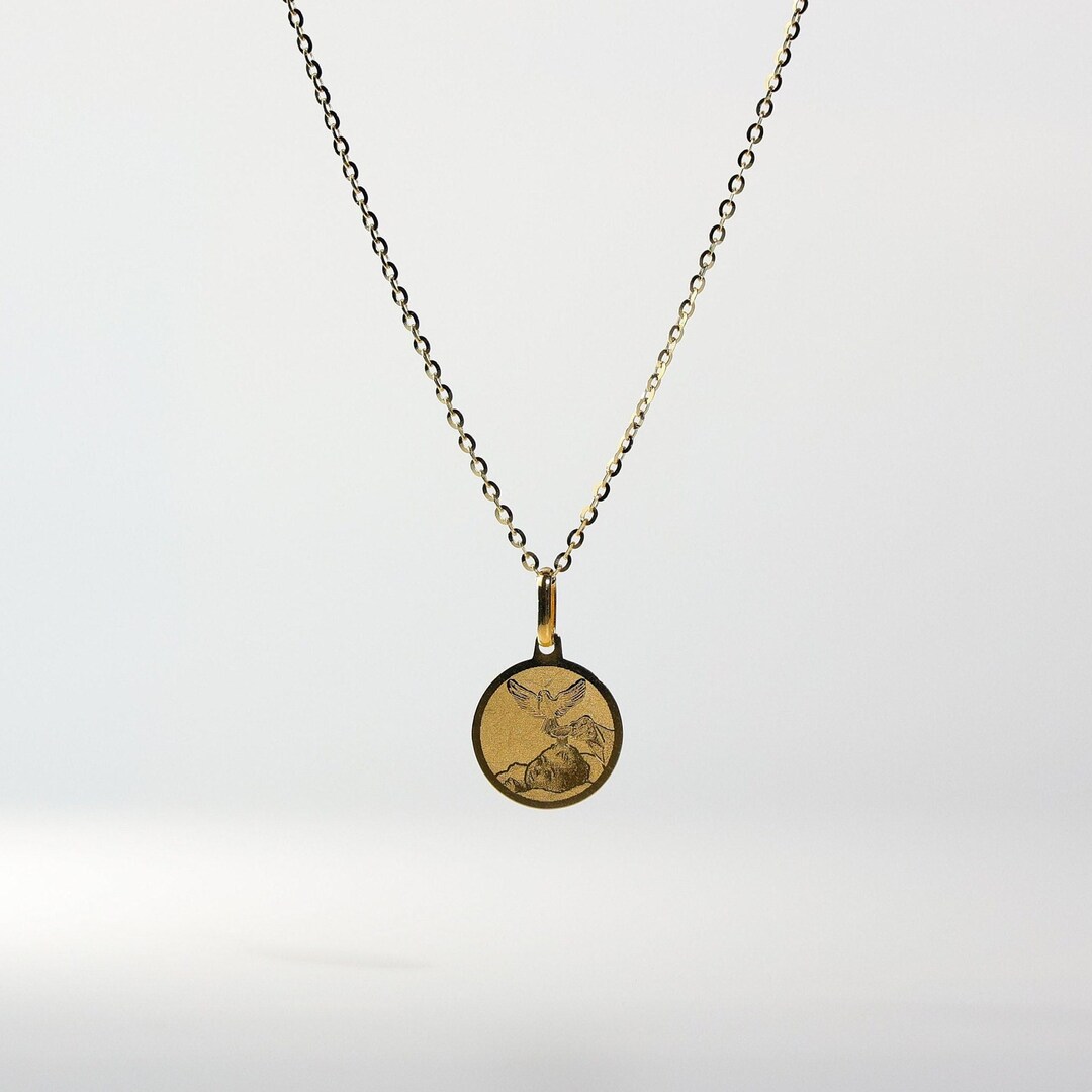 14k Gold Baby Baptism Plate Pendant Charm Real Gold Baptism Necklace Charm Etsy