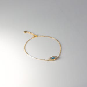 14K Gold Evil Eye Bracelet-Gold Evil Eye Chain Bracelet-Gold Evil Eye Bracelet