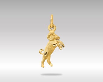 Ciondolo Ariete in oro 14 carati: ciondolo zodiacale con taglio a diamante