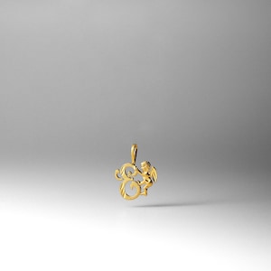 14k Gold &quot;E&quot; Initial Angel Pendant Charm- Gold E Initial Angel Necklace Charm