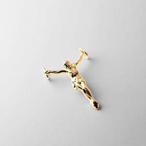 14k Gold Jesus Christ&#39;s Body Crucifix Pendant Charm- Real Gold Jesus Christ&#39;s Body Necklace Charm