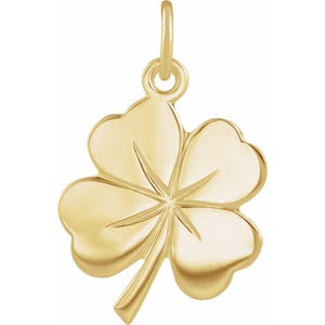14K Gold Four-Leaf Clover Pendant - Lucky Charm Necklace - Minimalist Good Luck Jewelry