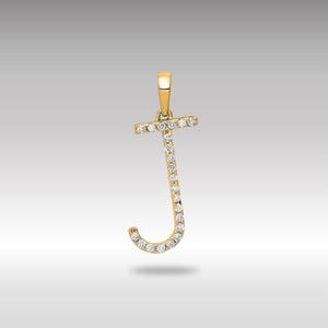 Collar con colgante de inicial de diamante en oro de 14 k con letra "J" - Collar con inicial de oro - Dije de diamante real con "J" - Regalo perfecto para ella