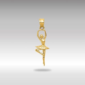 14K Gold Ballerina Necklace Pendant - Polished Small Dancer Charm - Elegant Ballet Jewelry for Girls