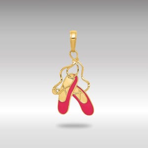 14K Gold Enameled Ballet Slippers Charm Necklace - Dance Shoe Pendant - Dancer Gift - Handpainted Jewelry