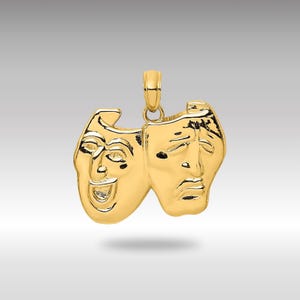 14K Gold Comedy/Tragedy Mask Necklace Charm - Theater Lover Pendant - Theatrical Jewelry - Unique Actor Gift