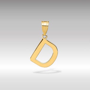 14k Gold Polished Letter &#39;D&#39; Initial Charm Pendant - Statement Jewelry - Initial &quot;D&quot; Pendant Necklace