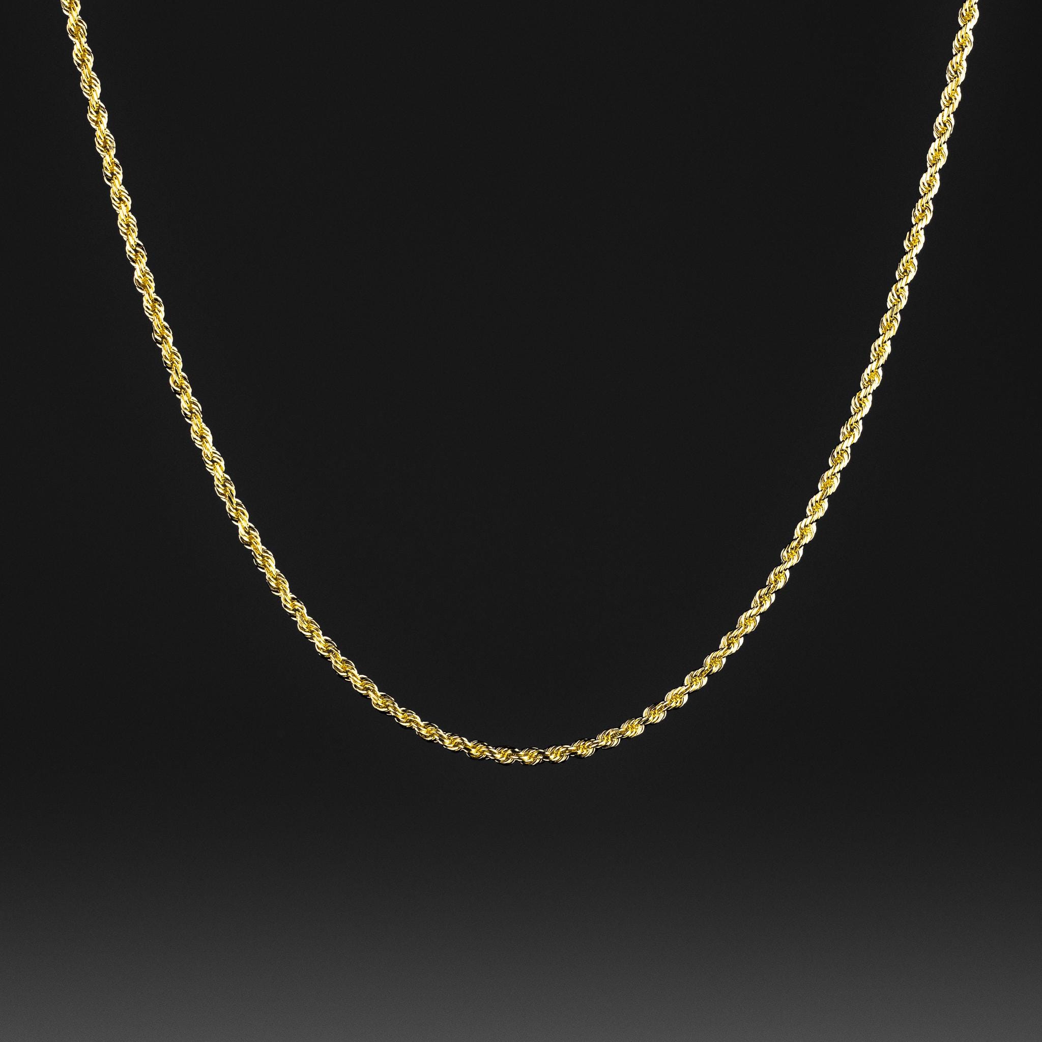 14K Rose Gold 1.5mm Diamantschliff Seil Italienische Kette Anhänger
