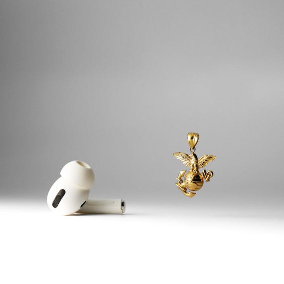 14 Karat Gelbgold Anhänger Mit Adler, Kugel & Anker – Handgefertigter Charm, Made In USA, Ohne Stein