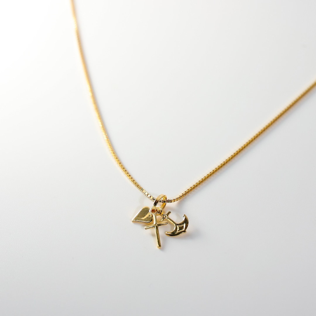 14k Gold Cross, Heart, Anchor Pendant Charm Real Gold Faith, Hope