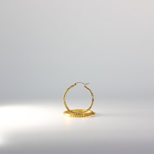 14K Gold Hoop Earrings 28MM Wide- Real Gold Diamond Cut Hoop Earrings- Classic Gold Hoop Earrings- Hoop Earrings for her