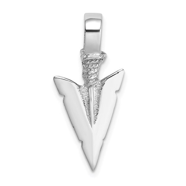 14K White Gold 3-D Arrowhead Necklace Pendant - Textured Arrowhead Charm - Tribal Inspired Jewelry - Unique Gift for Him or Her