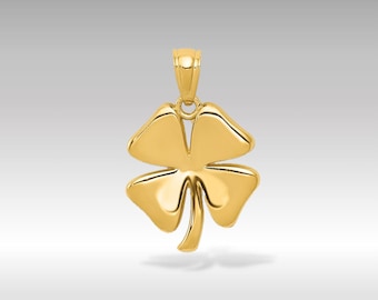 14K Gold Four-Leaf Clover Pendant: High Shine Lucky Charm
