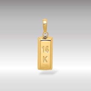 14k 3D-gouden staaf hanger bedel - echt goud luxe op investeringen geïnspireerde kettingbedel - echte goudbaar bedel