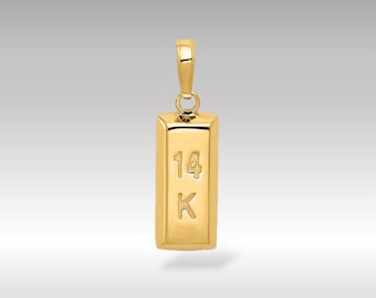 Zawieszka w kształcie sztabki złota 14k: naszyjnik inwestycyjny 3D