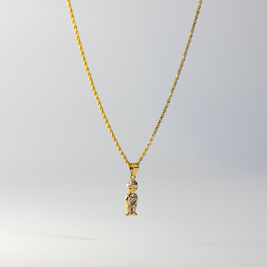 14k Gold Smiling Boy Pendant Charmgold Little Boy Necklace Charm for