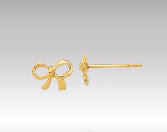 14k gouden strikoorbellen: sierlijke minimalistische stekers