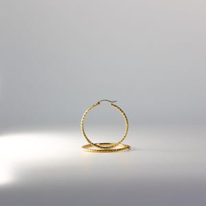 14K Gold Hoop Earrings 1.5mm Thick 33mm Wide Diamond Cut- Real Solid Gold Hoop Earrings - Hoop Earrings for her