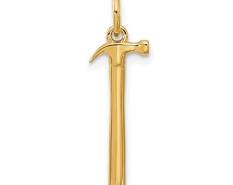 14 kt gouden hamerhangerketting – Echt gouden gereedschapsbedelketting – Uniek klusjesmancadeau – Fijne gouden sieraden voor mannen