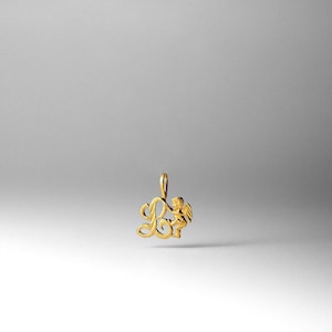Dije colgante de ángel con inicial "L" en oro de 14 k: dije de collar de ángel con inicial "L" en oro