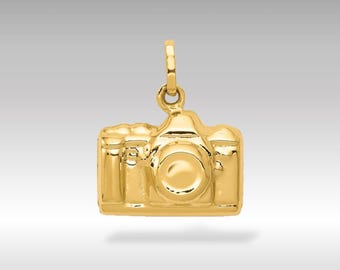14K Gold Camera Pendant Charm: Photographer Gift