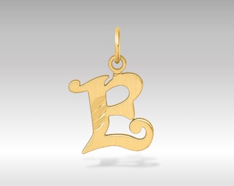 14K Gold Elegant Letter 'E' Charm Pendant - Fine Jewelry Personalized Initial Pendant - Initial "E" Pendant Necklace