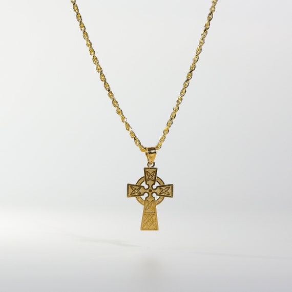 Gold Celtic Cross Trinity Knot Necklace