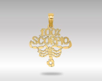 14K Gold Scorpio Zodiac Charm Pendant: 100% Scorpio