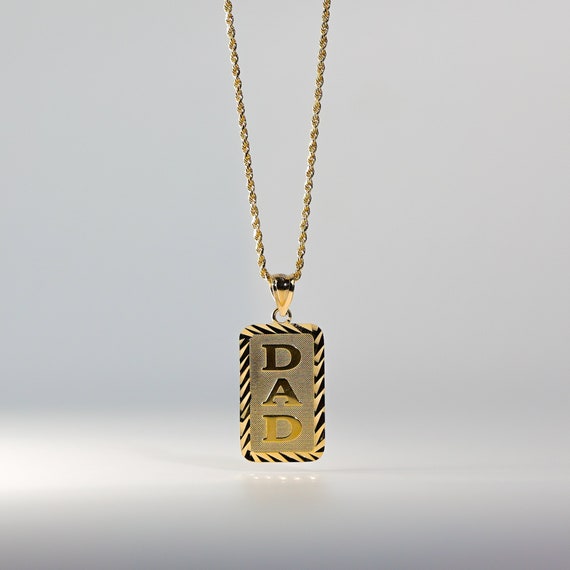 14K Gold Dad Plate Pendant Gold Plate Dad Necklace Charm Pendant