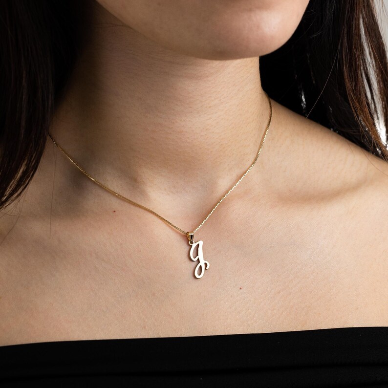 14K Gold Letter J Initial Pendant - Personalized Script Charm - Etsy