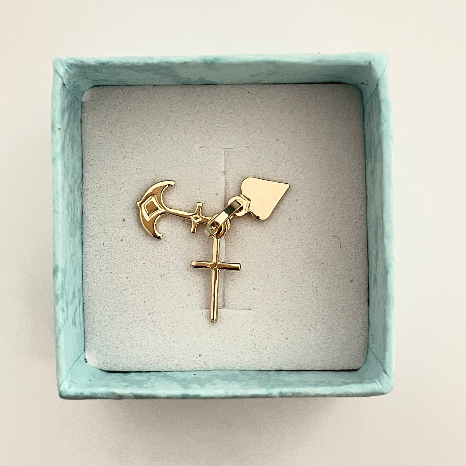 14k Real Gold Faith Hope Charity Pendant 100 Real Gold Etsy