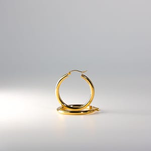 14K Gold Hoop Earrings 3MM Thick 28MM Wide- Real Solid Gold Hoop Earrings- Classic Gold Hoop Earrings- Hoop Earrings for her