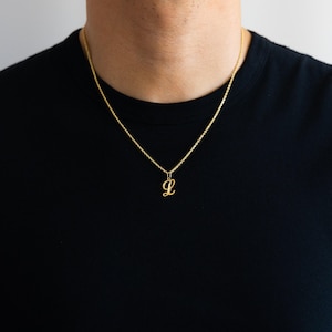 14k Gold "L" Initial Cursive Pendant Charm- Gold Initial "L" Necklace Charm image 5