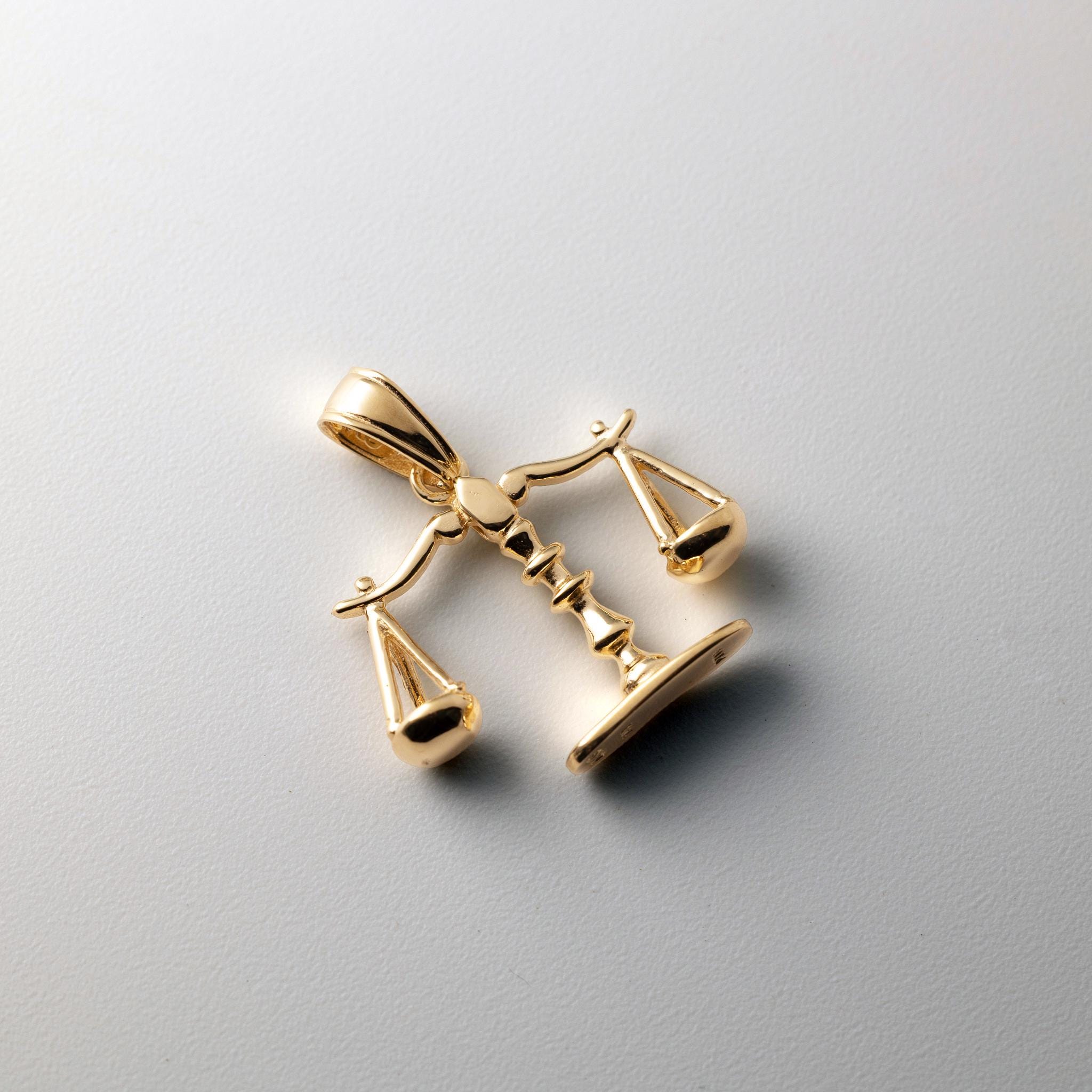 14K Gold Scales of Justice Pendant Necklace: Symbol of Balance - Etsy