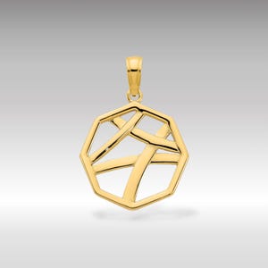 Dije colgante elegante de oro de 14 k: elegante collar con dije de arte abstracto de oro real