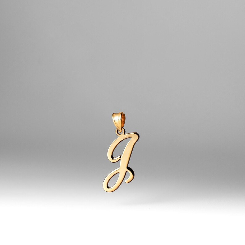 14K Gold Letter J Initial Pendant - Personalized Script Charm - Etsy